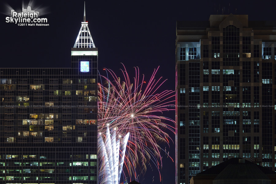 Close up of fireworks in Raleigh