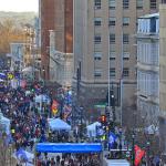 Crowds along Fayetteville Street in Downtown Raleigh