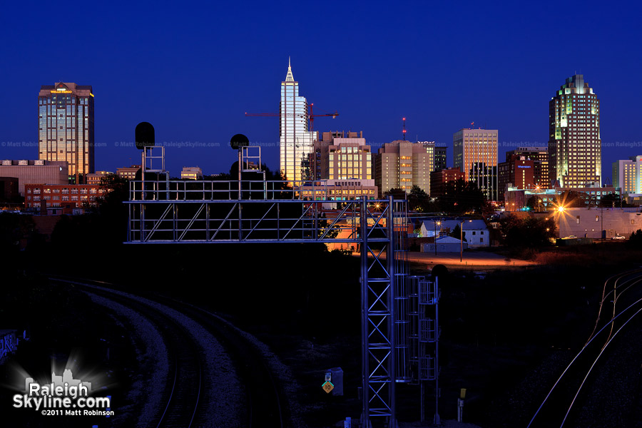 Raleigh Skyline at night from Boylan