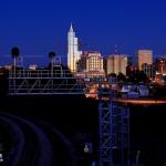 Raleigh Skyline at night from Boylan