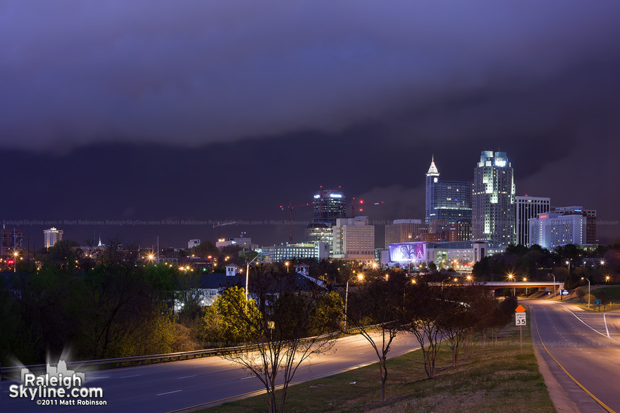 Nature's fill flash - A nearby lightning strike illuminates the city