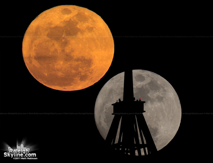 Comparison of the supermoon to a regular moonrise (from April 27, 2010)