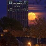 The Supermoon rises behind Wachovia Capitol Center in Raleigh, NC on March 19, 2011
