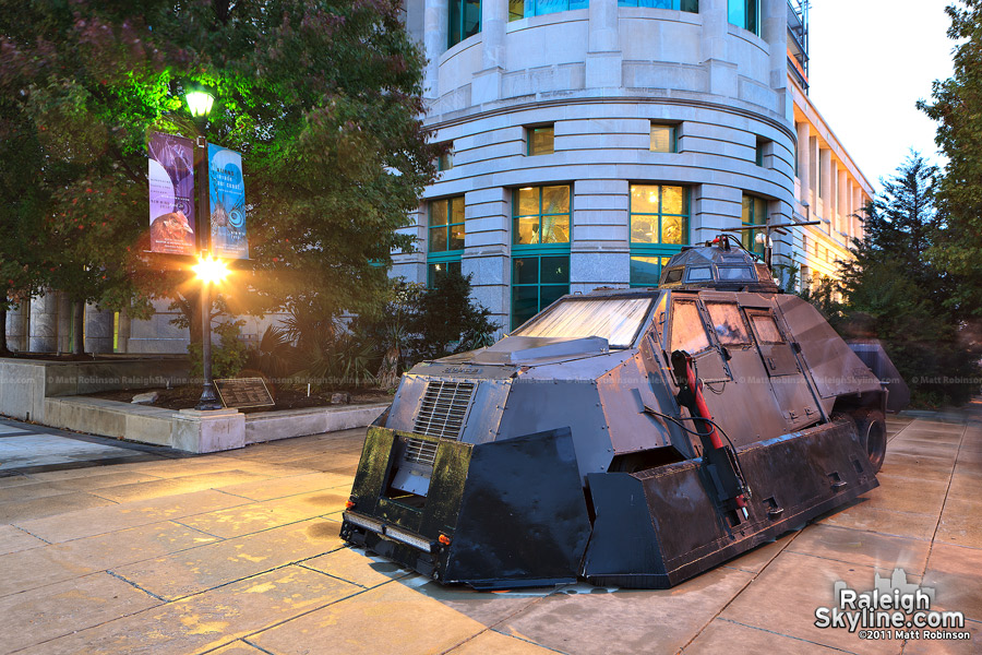 The Tornado Intercept Vehicle in downtown Raleigh