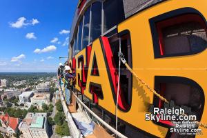 Wells Fargo Sign Installation - View from the top