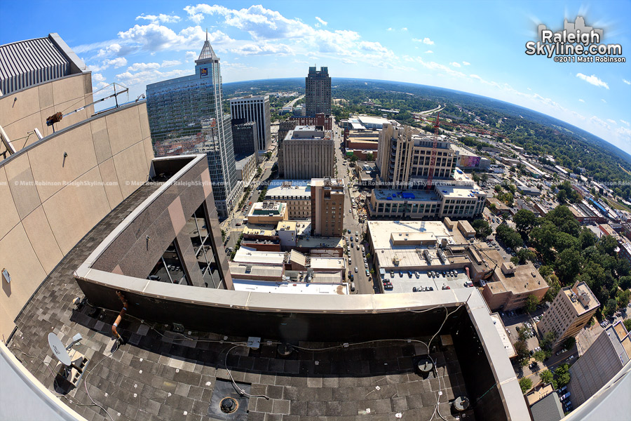 View looking South at downtown Raleigh from the rooftop of Wachovia Capitol Center