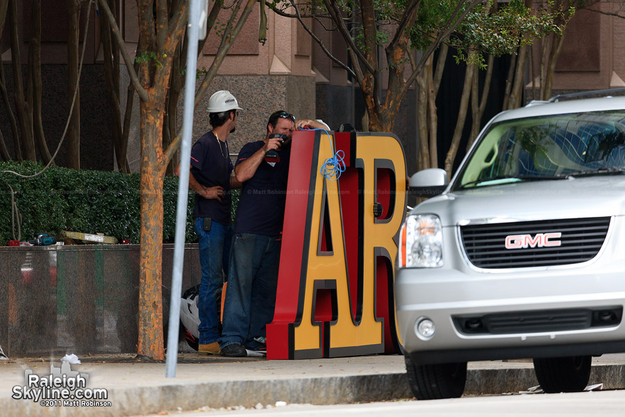 Letters "AR" for the Wells Fargo high-wall rooftop signage in Raleigh