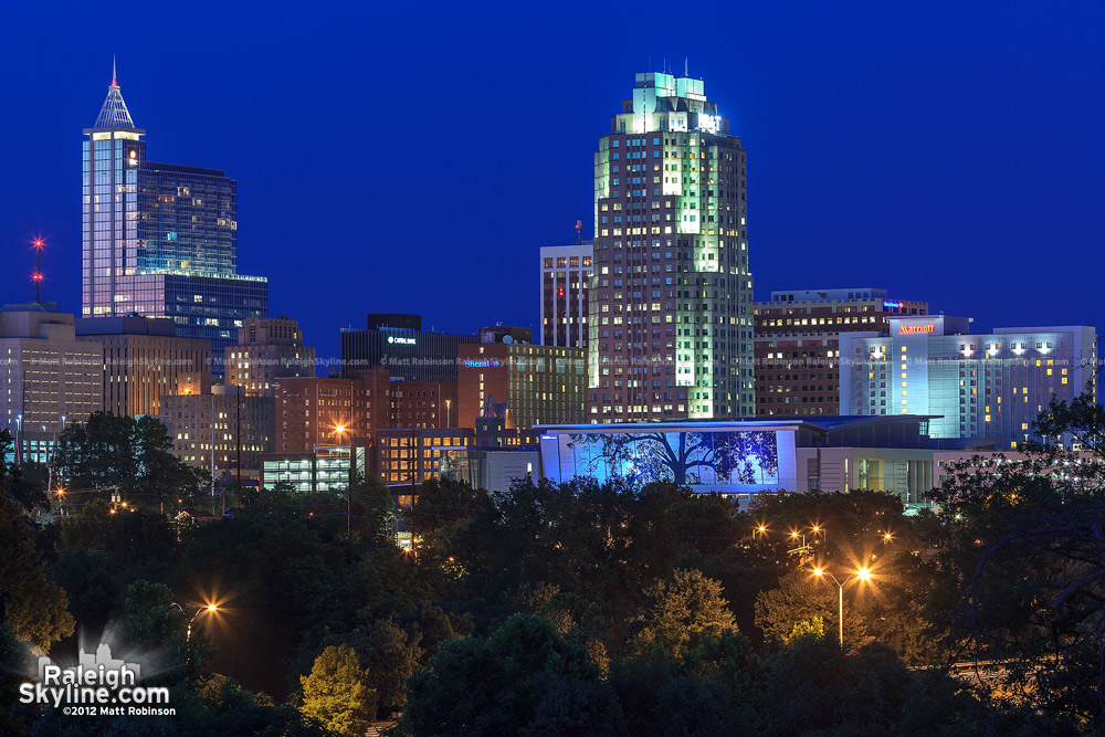 Downtown Raleigh Skyline after dark