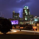 Lightning strikes behind Raleigh