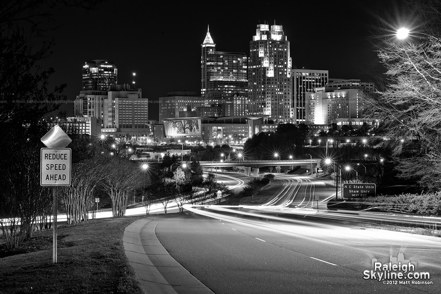 Black and White Raleigh Skyline Feb 12, 2012