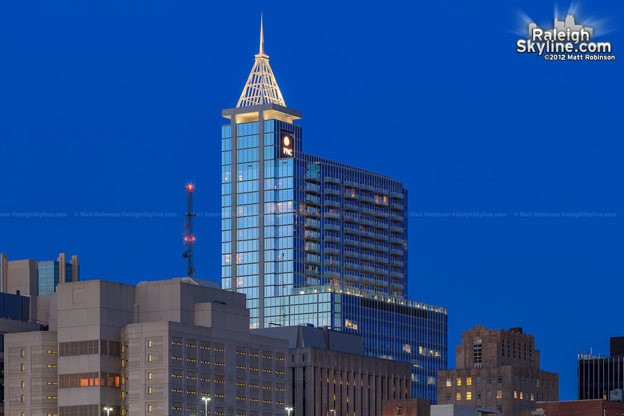 Raleigh's PNC Plaza at night