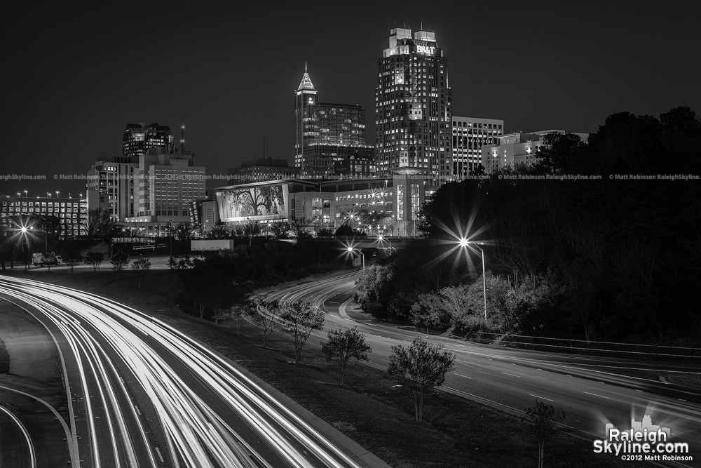 Black and White Raleigh Skyline December 2012