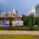 Downtown Raleigh with rainbow