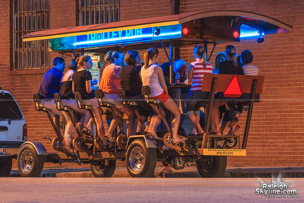 Riders prepare to pedal Raleigh's Trolley Pub