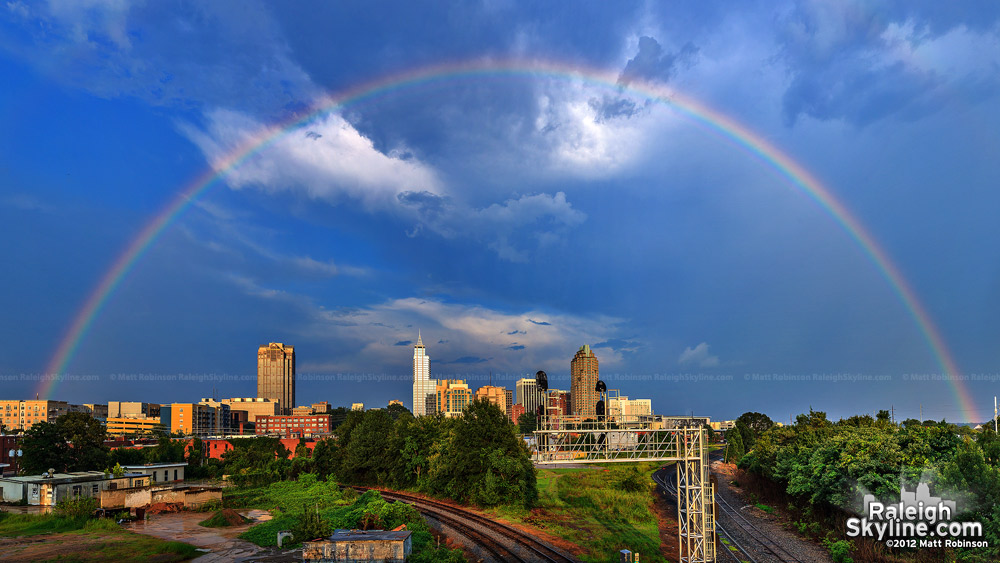 Rainbow over downtown Raleigh on August 1, 2012