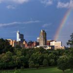 Rainbow and skyline seen from Dorothea Dix