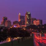 Raleigh skyline reflects a stormy sunset