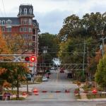 Hargett Street CSX crossing with fall colors