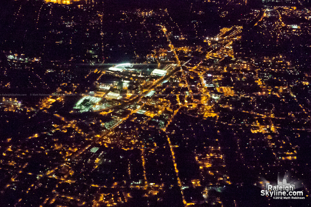 Nighttime Durham, NC Aerial