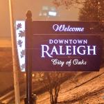 Raleigh sign in the snow