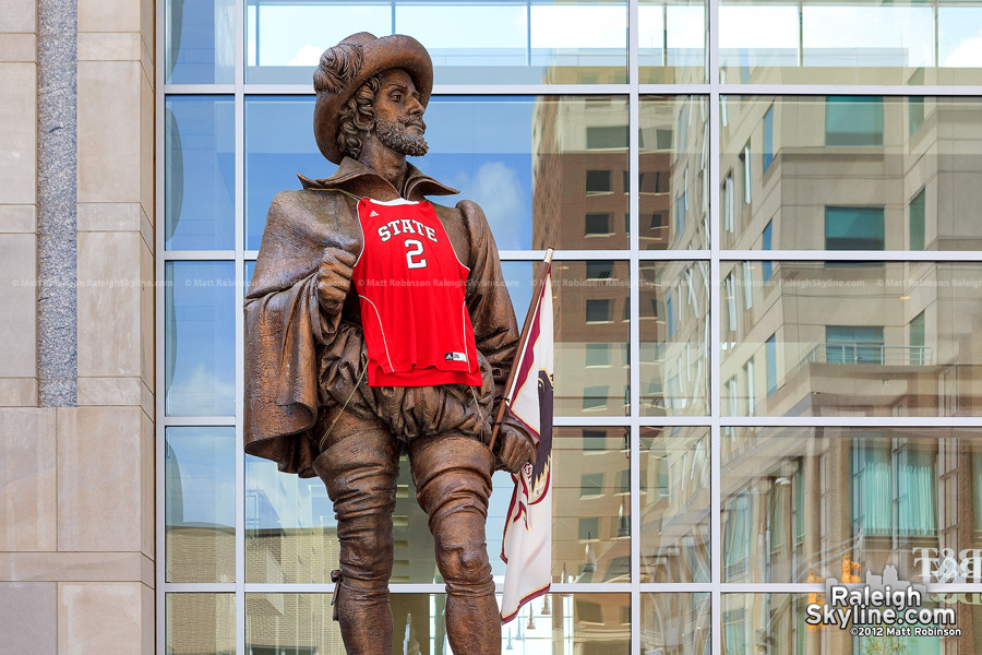 Sir Walter Raleigh sports a NC State Basketball jersey