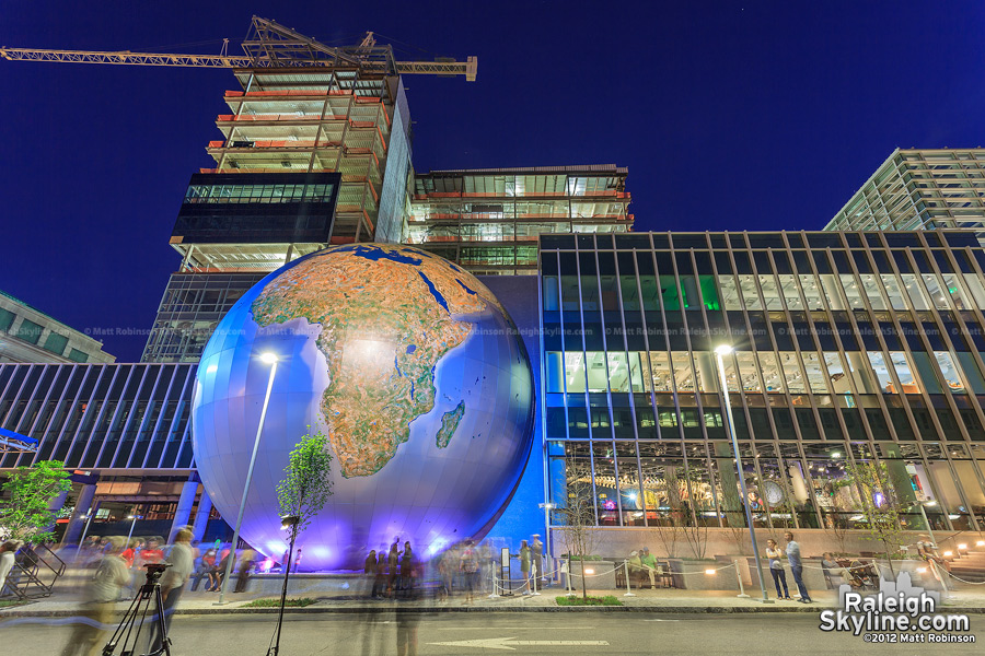 Nature Research Center with Globe at night