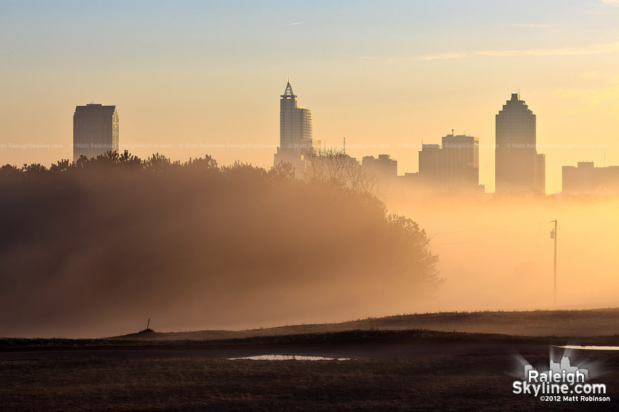 Misty morning around downtown Raleigh