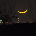 Moon sets over the Raleigh Skyline from 11 miles out