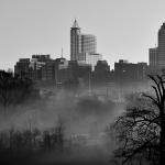 Black and White Raleigh in the fog