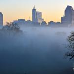 Downtown Raleigh in morning fog from Dorothea Dix