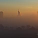 Fog layer settles on Raleigh at sunrise