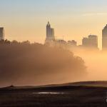 Misty morning around downtown Raleigh