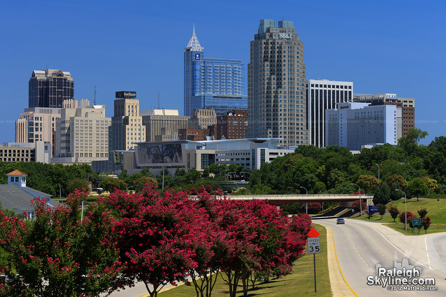 Durham's SunTrust Tower seen in the Raleigh Skyline after the move