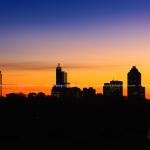 A frigid sunrise silhouette of Raleigh