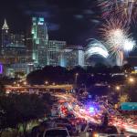 Raleigh Fireworks with South Saunders street traffic