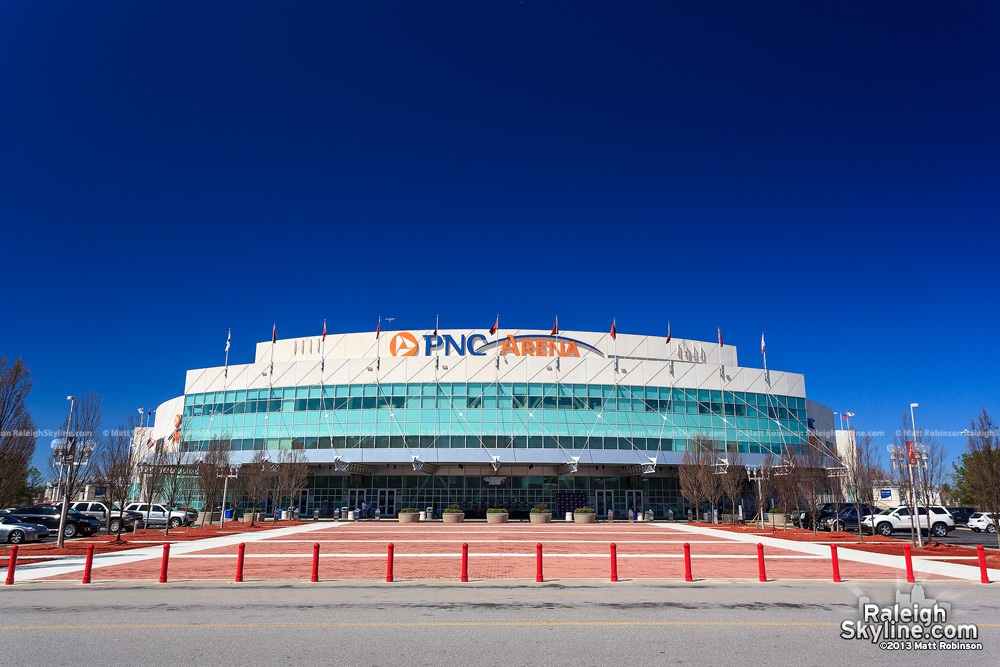 PNC Arena with blue sky