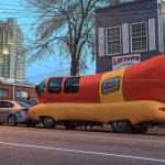 Oscar Mayer Wienermobile in downtown Raleigh on Martin Street