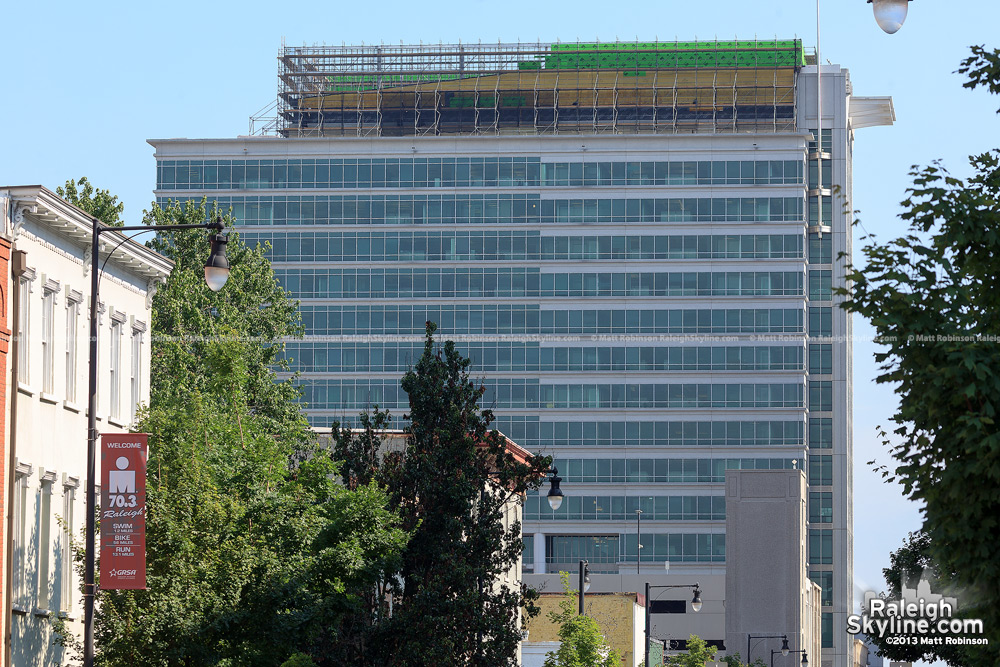 Work continues on the Red Hat sign