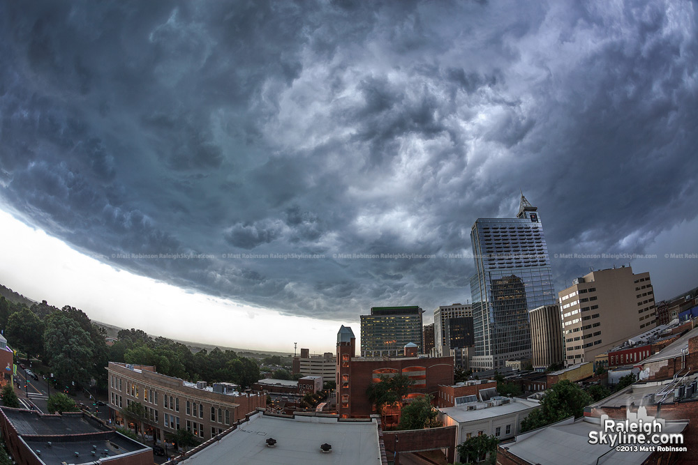 Severe thunderstorm envelopes downtown Raleigh