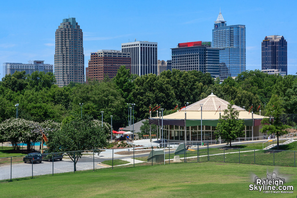 24 foot tripod view of Chavis Park Carousel and skyline