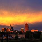 Sunset rays over Raleigh