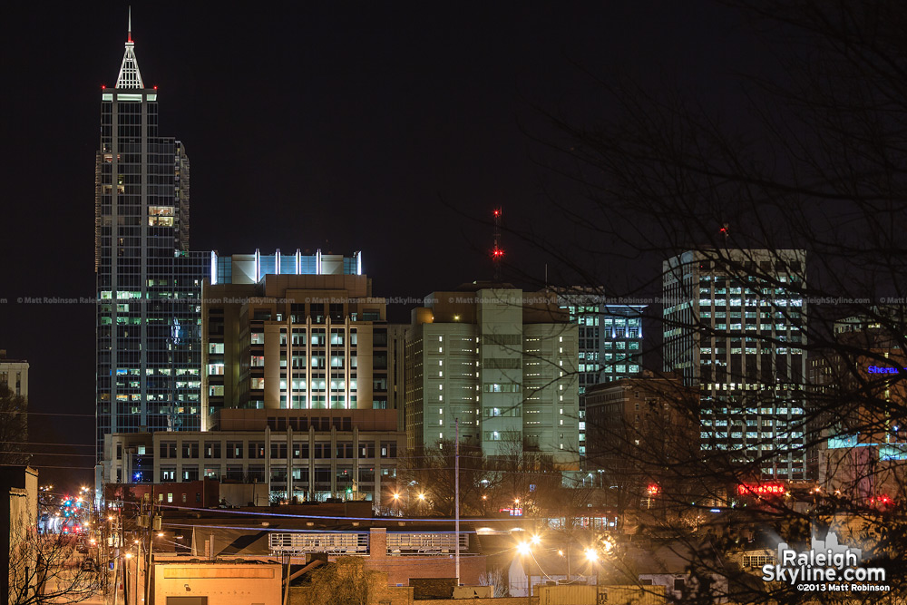 New lighting on the Wake County Justice Center