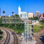 Daytime Raleigh skyline with Raleigh tracks from Boylan