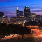 Raleigh skyline before sunrise from South Saunders street