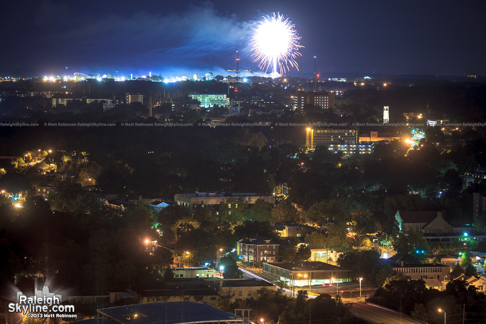 NC State Fair Fireworks as seen from PNC Plaza