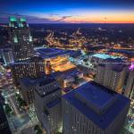 Downtown Raleigh from PNC Plaza roof at night