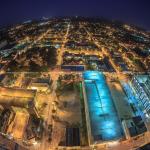 View looking east at sunset of downtown Raleigh from PNC Plaza