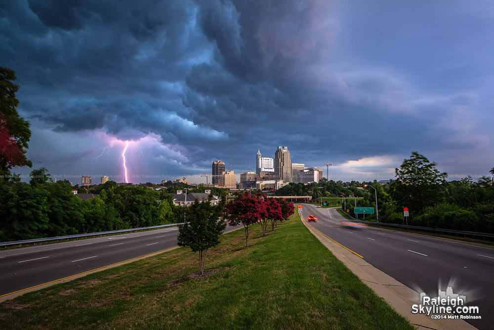 Lightning strikes as thunderstorm moves into Raleigh - July 9, 2008