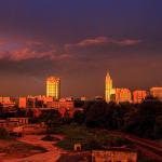 Beautiful sunset over Raleigh with lightning - August 8, 2012