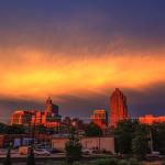 Sunset rays over downtown Raleigh - June 13, 2013